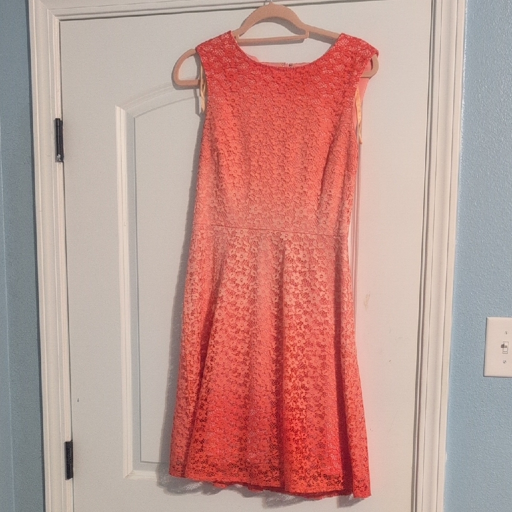Elegant Coral Lace Dress
